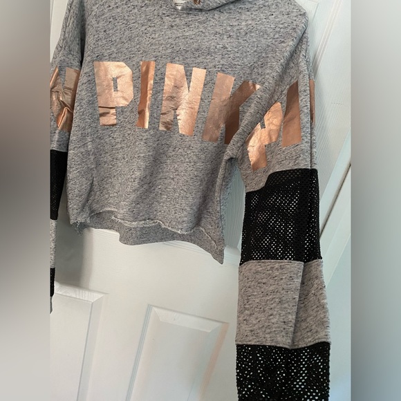 PINK crop top sweatshirt hoodie - Picture 2 of 4